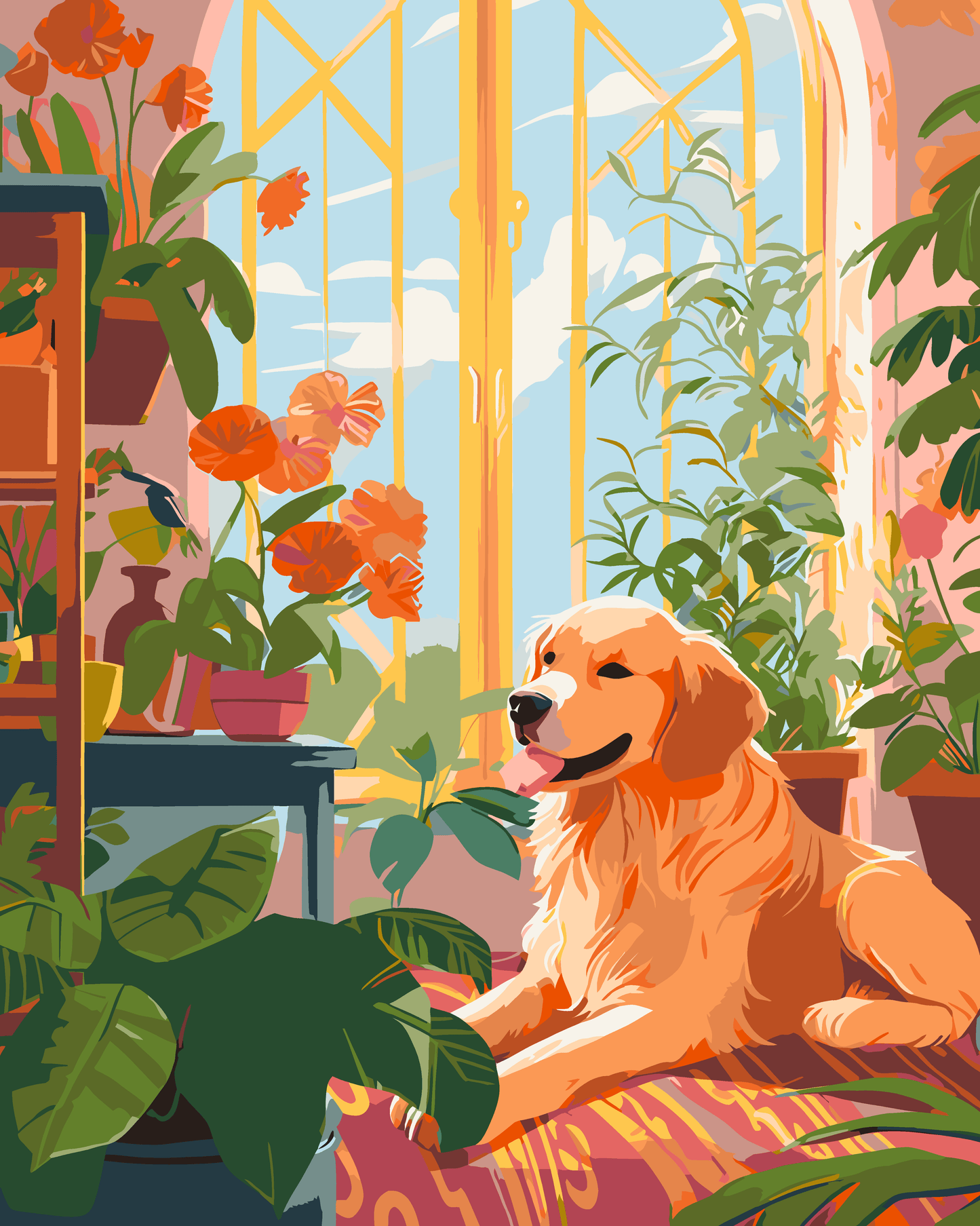 Sunlit Greenhouse Escape ｜ Original Paint by Numbers (16"x20" / 40x50cm)