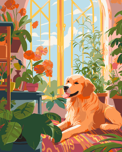 Sunlit Greenhouse Escape ｜ Original Paint by Numbers (16"x20" / 40x50cm)