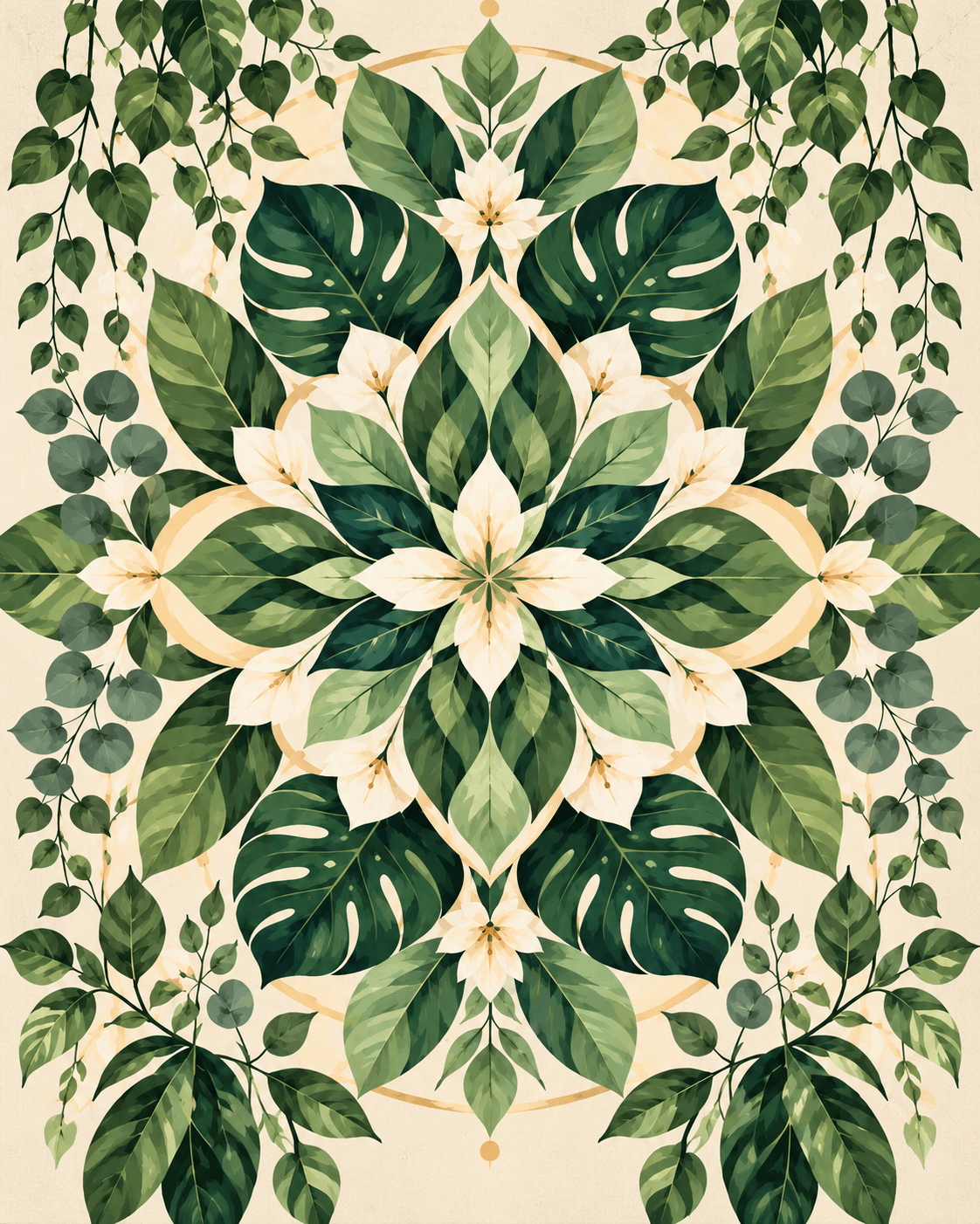 "Serenity Mandalas" Series - Botanical Harmony P1027#01 | Original Paint by Numbers (40×50cm)