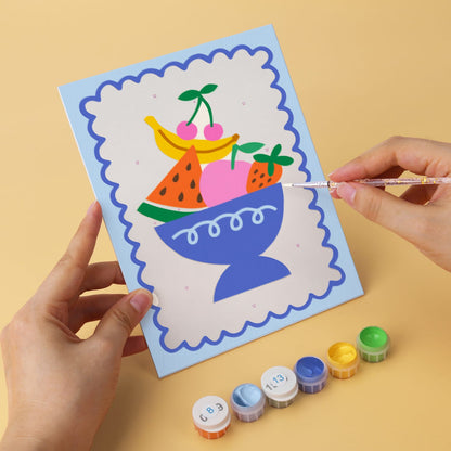 Mini Paint by Numbers Kit - Fruit & Fun ｜6 Canvas Panels