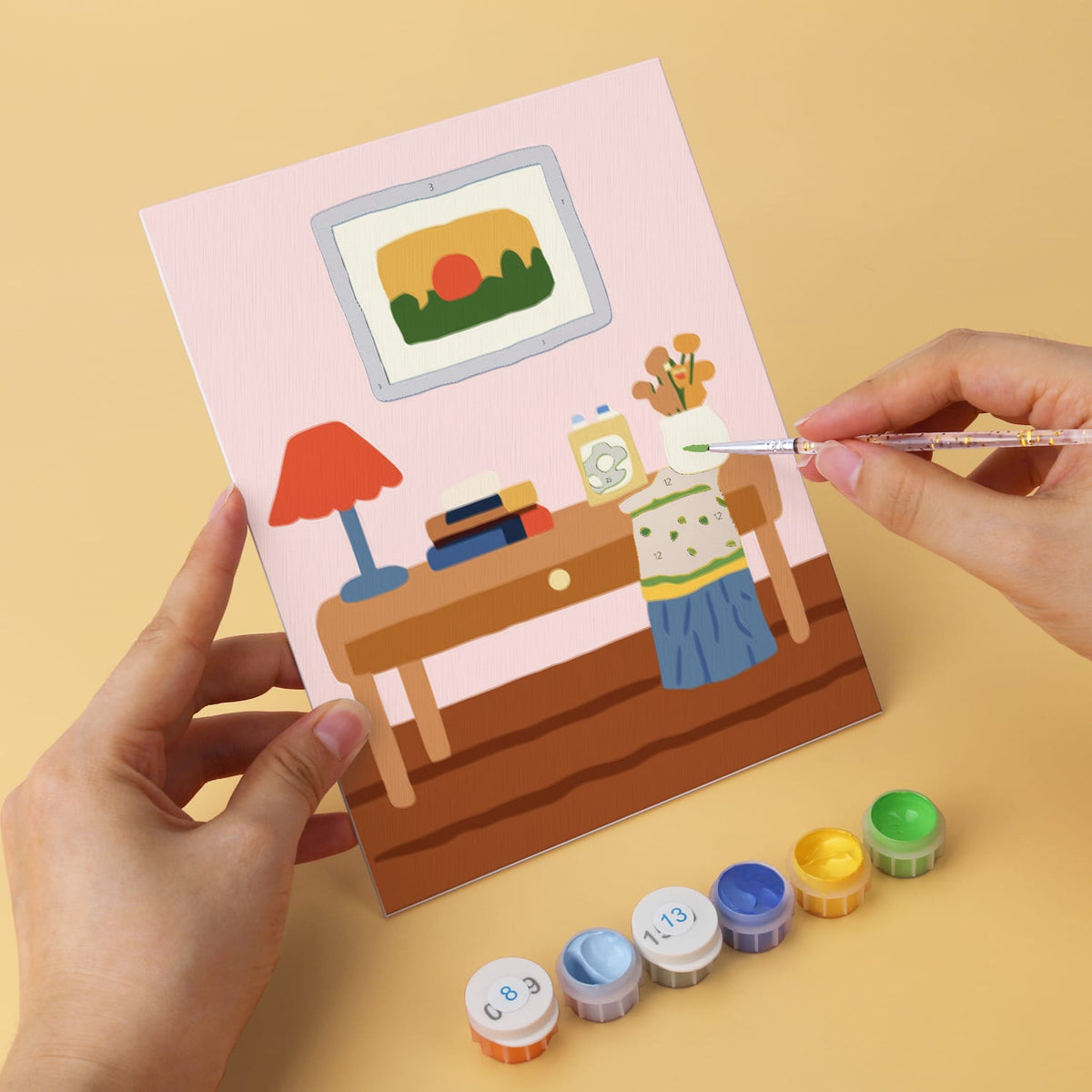 Mini Paint by Numbers Kit - Cozy Corners ｜6 Canvas Panels