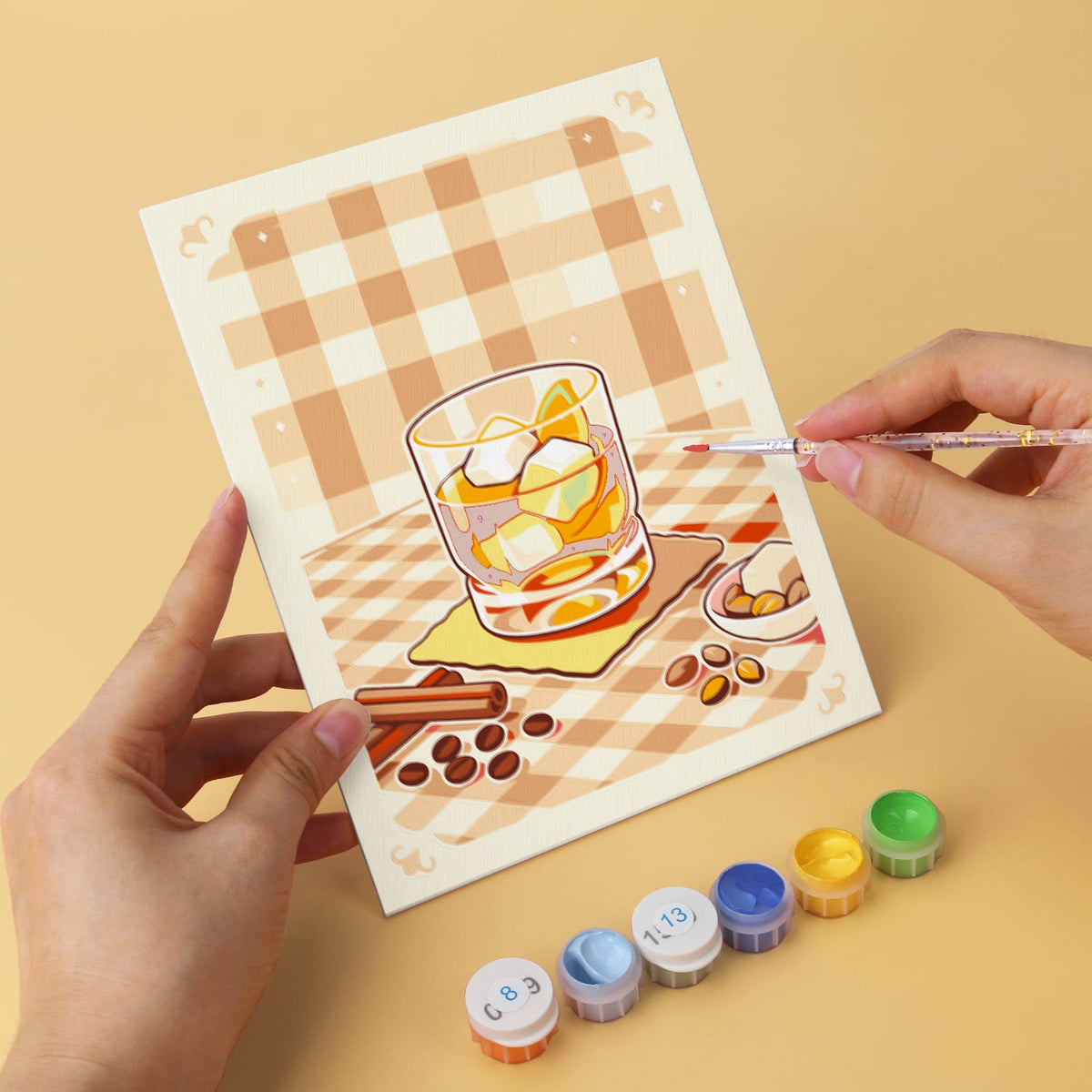 Mini Paint by Numbers Kit - Sip & Chill ｜6 Canvas Panels