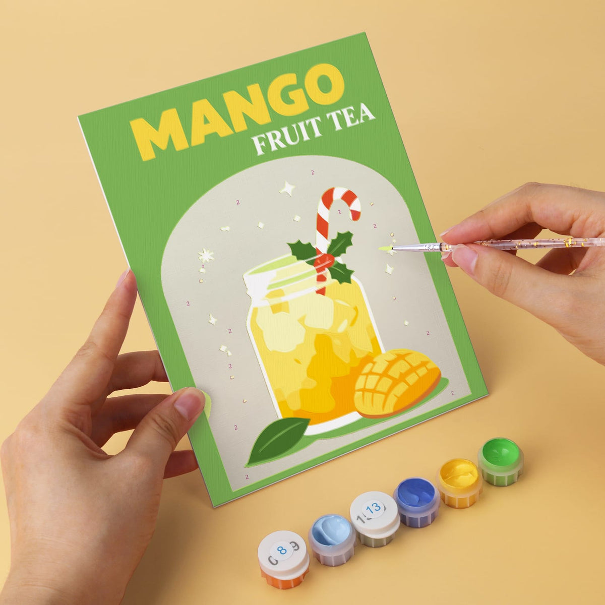Mini Paint by Numbers Kit - Fruity Sips ｜6 Canvas Panels