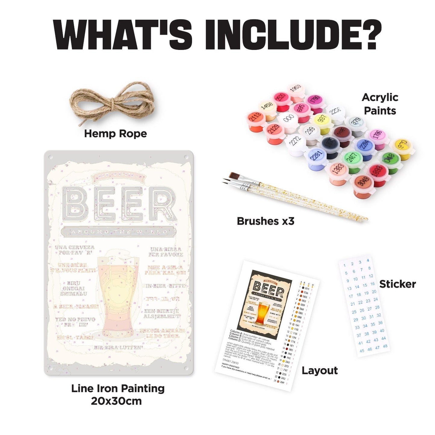 ColourMost™ Metal Bar/Posters Art Paint By Numbers- Beer Please! #01（20x30cm /7.8"x11.8"）