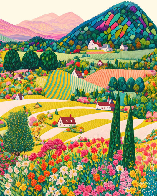 ColourMost™ DIY Painting By Numbers - 'Vibrant Valley Mountain' (16"x20") | Also ship to UK, CA, AU, and NZ