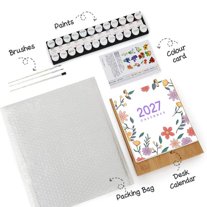 ColourMost™ 2027 Desk Calendar Series –  Flowers /Paint by Numbers(18.2cm x 22.5cm)