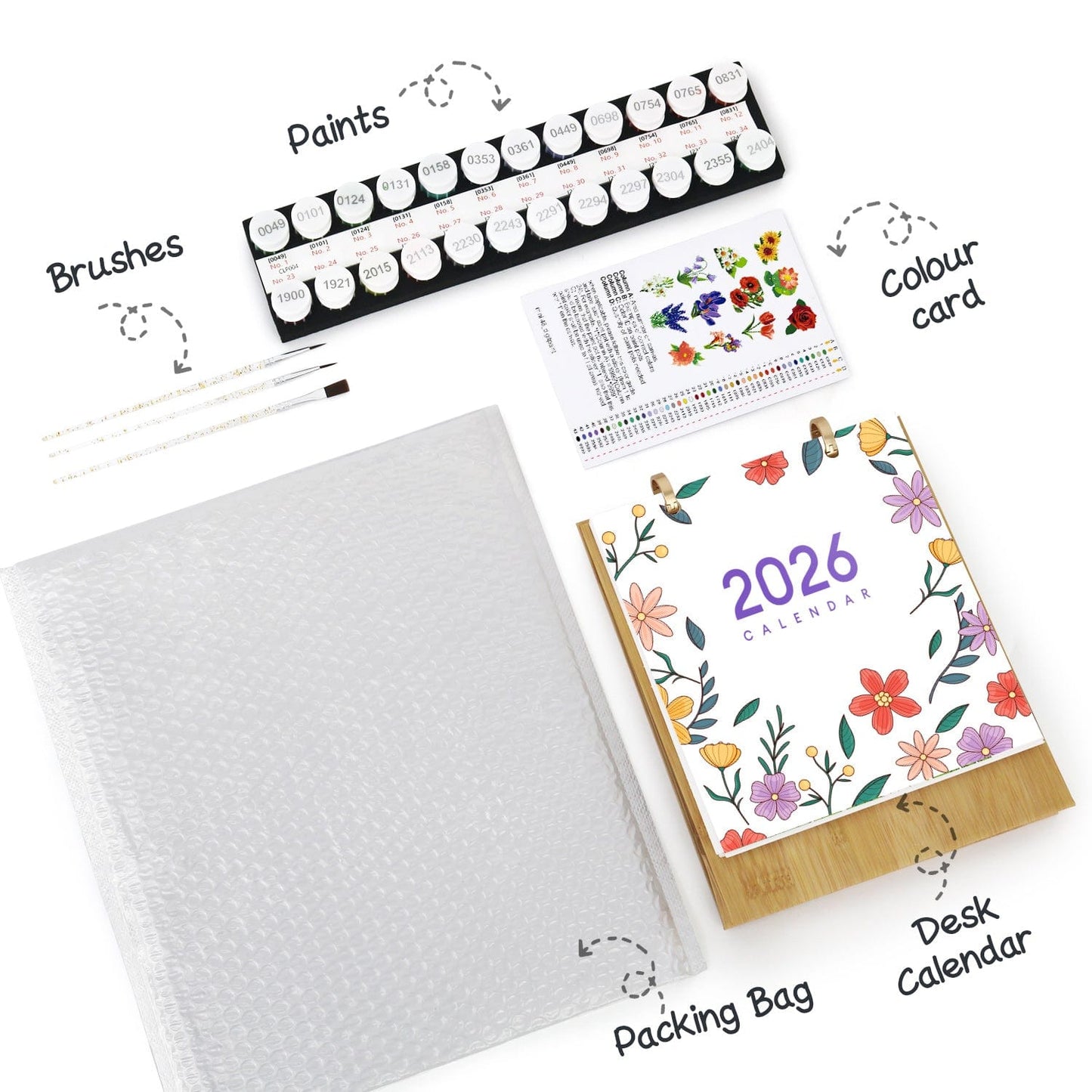 ColourMost™ 2026 Desk Calendar Series –  Flowers /Paint by Numbers(18.2cm x 22.5cm)