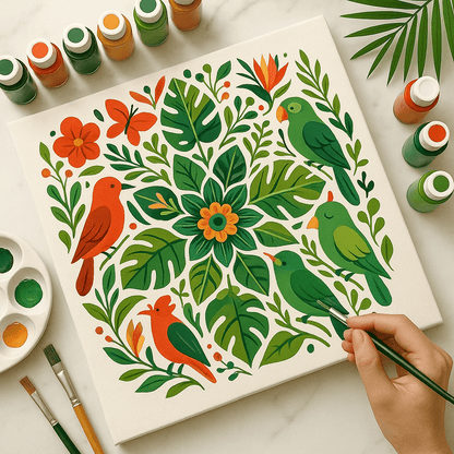 "Serenity Mandalas" Series - Botanical P251124#02 | Original Paint by Numbers (16"x16" / 40x40cm)