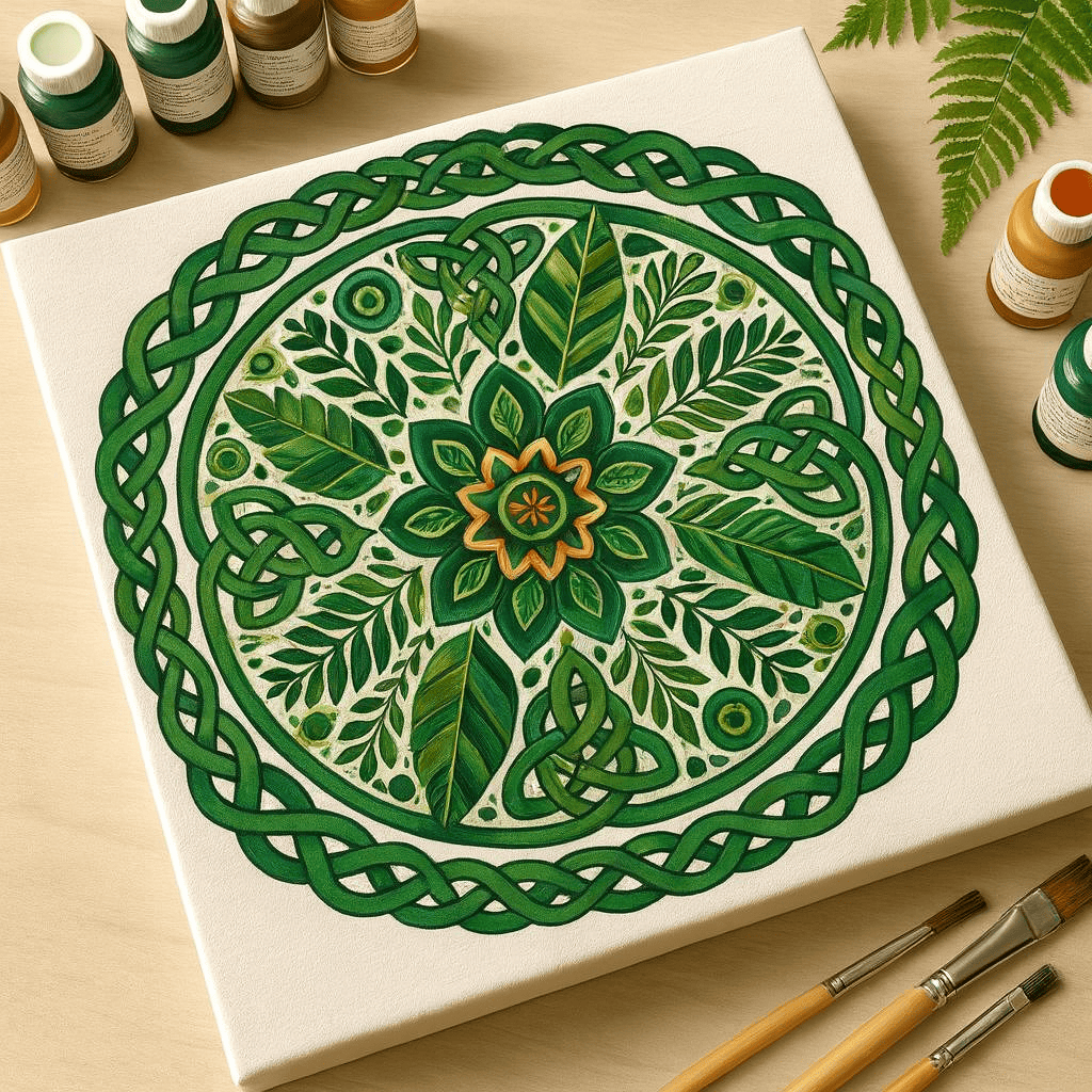 "Serenity Mandalas" Series - Botanical P251124#04 | Original Paint by Numbers (16"x16" / 40x40cm)