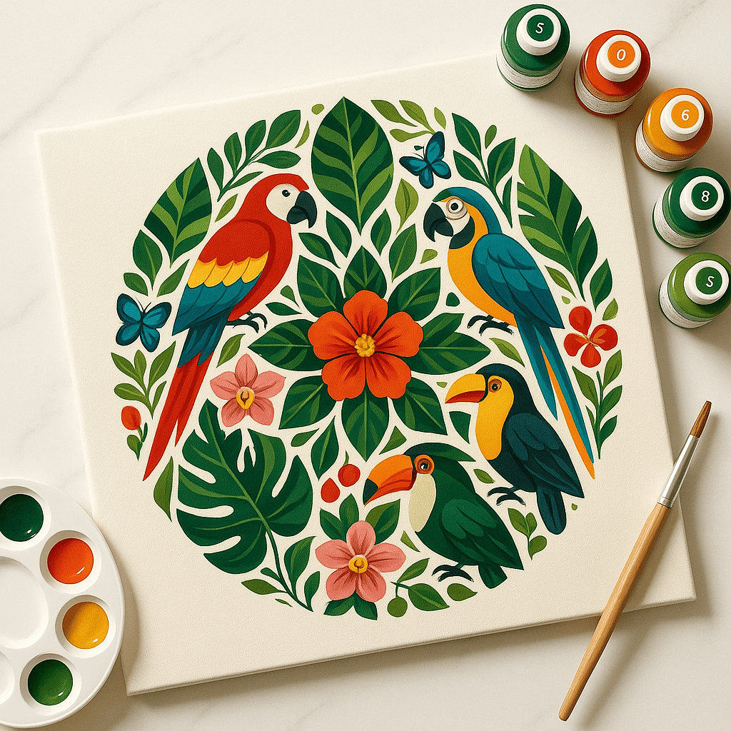 "Serenity Mandalas" Series - Botanical P251124#05 | Original Paint by Numbers (16"x16" / 40x40cm)