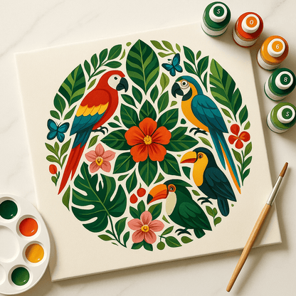 "Serenity Mandalas" Series - Botanical P251124#05 | Original Paint by Numbers (16"x16" / 40x40cm)