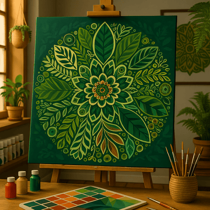 "Serenity Mandalas" Series - Botanical P251126#01 | Original Paint by Numbers (16"x16" / 40x40cm)