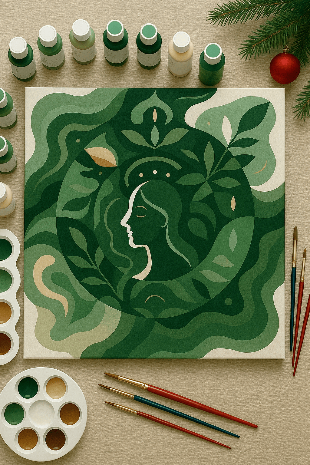 "Serenity Mandalas" Series - Botanical P251126#16 | Original Paint by Numbers (16"x16" / 40x40cm)