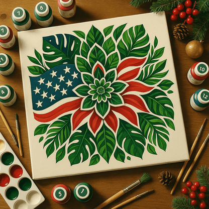 "Serenity Mandalas" Series - Botanical P251126#19 | Original Paint by Numbers (16"x16" / 40x40cm)