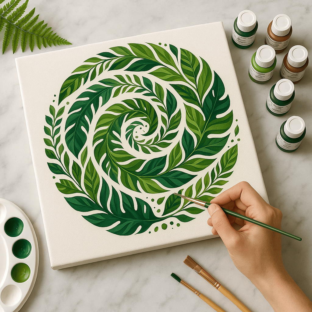 "Serenity Mandalas" Series - Botanical P251126#30 | Original Paint by Numbers (16"x16" / 40x40cm)