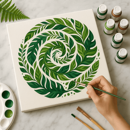 "Serenity Mandalas" Series - Botanical P251126#30 | Original Paint by Numbers (16"x16" / 40x40cm)