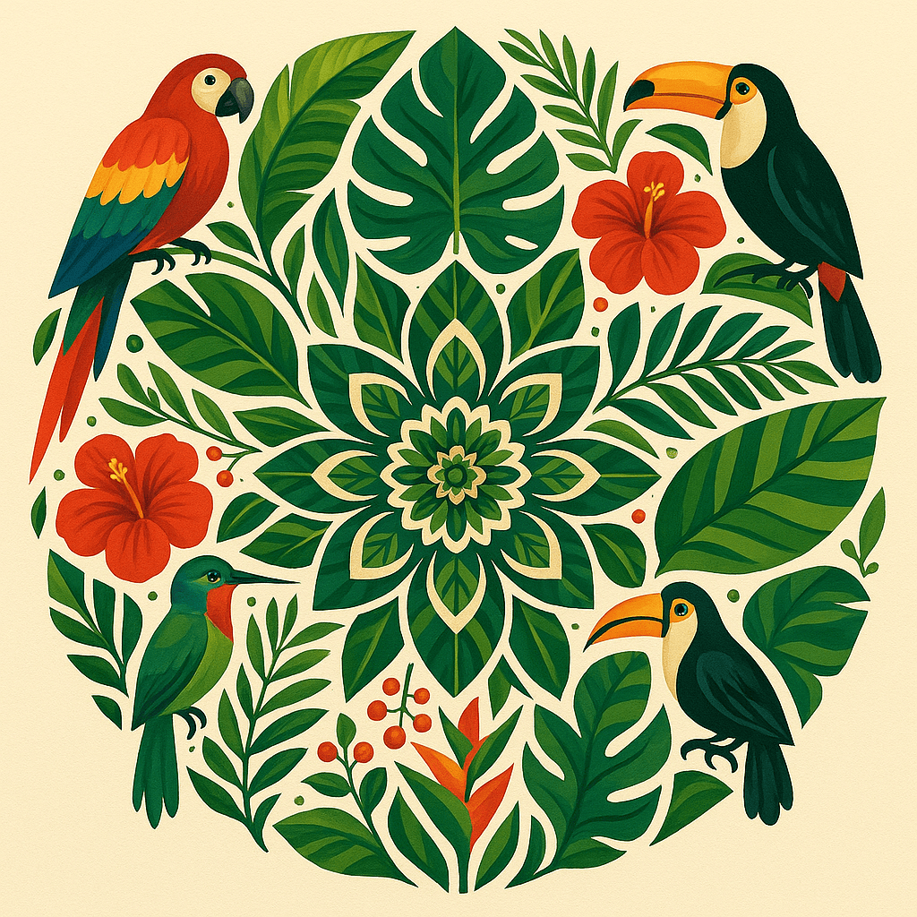 "Serenity Mandalas" Series - Botanical P251124#06 | Original Paint by Numbers (16"x16" / 40x40cm)