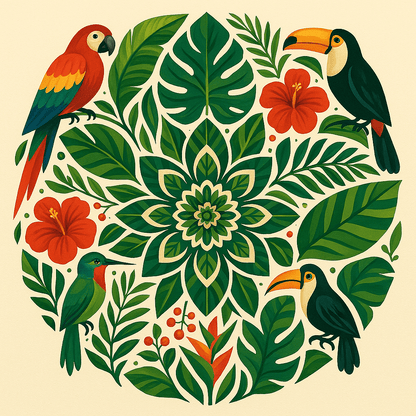 "Serenity Mandalas" Series - Botanical P251124#06 | Original Paint by Numbers (16"x16" / 40x40cm)