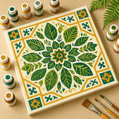 "Serenity Mandalas" Series - Botanical P251124#08 | Original Paint by Numbers (16"x16" / 40x40cm)
