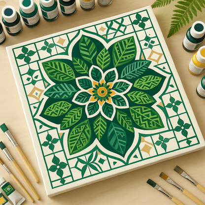 "Serenity Mandalas" Series - Botanical P251124#10 | Original Paint by Numbers (16"x16" / 40x40cm)