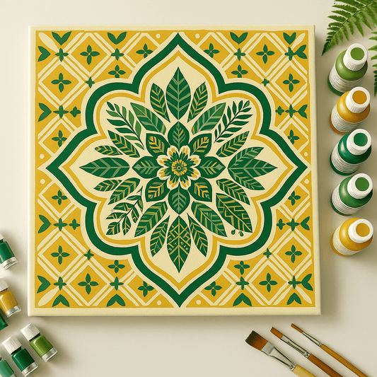 "Serenity Mandalas" Series - Botanical P251124#11 | Original Paint by Numbers (16"x16" / 40x40cm)