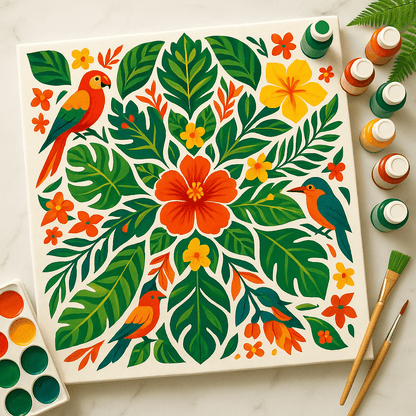 "Serenity Mandalas" Series - Botanical P251124#14 | Original Paint by Numbers (16"x16" / 40x40cm)