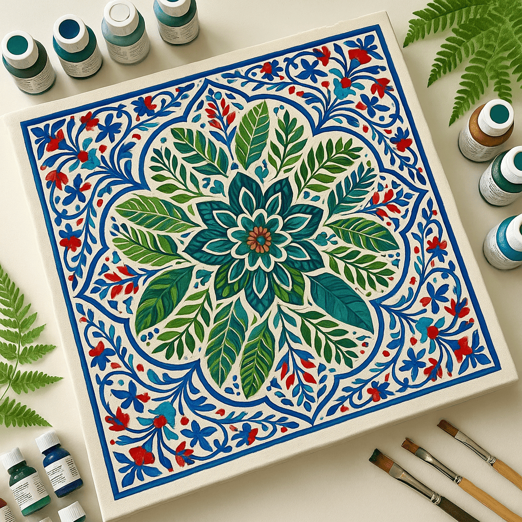 "Serenity Mandalas" Series - Botanical P251124#15 | Original Paint by Numbers (16"x16" / 40x40cm)