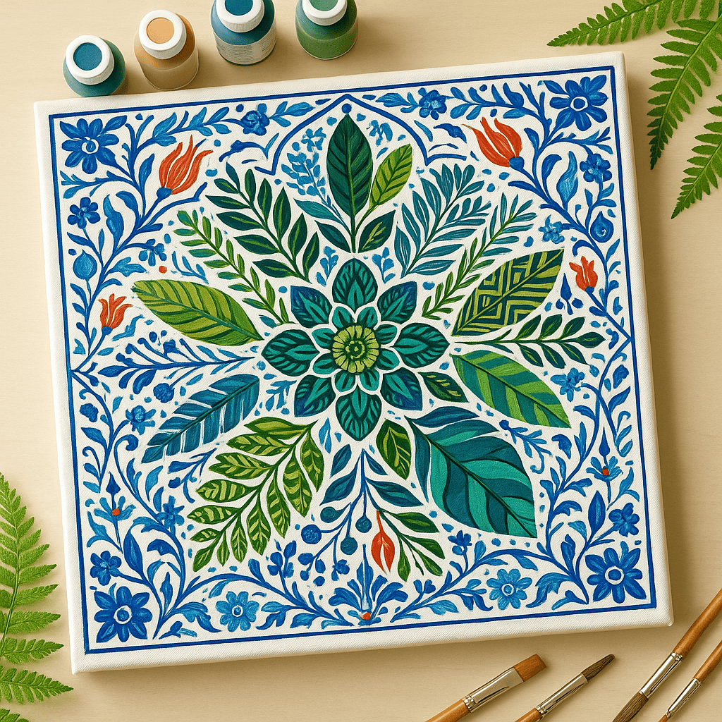 "Serenity Mandalas" Series - Botanical P251124#16 | Original Paint by Numbers (16"x16" / 40x40cm)