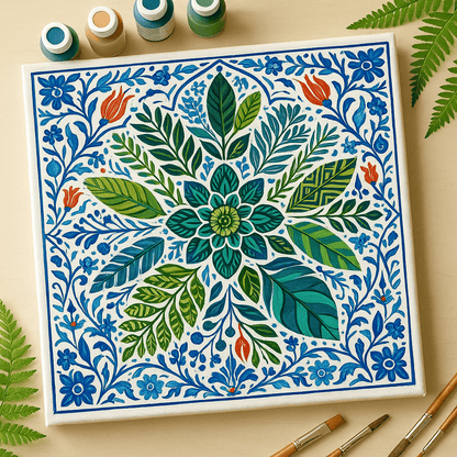 "Serenity Mandalas" Series - Botanical P251124#16 | Original Paint by Numbers (16"x16" / 40x40cm)