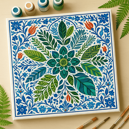 "Serenity Mandalas" Series - Botanical P251124#16 | Original Paint by Numbers (16"x16" / 40x40cm)