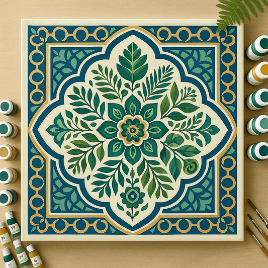 "Serenity Mandalas" Series - Botanical P251124#17 | Original Paint by Numbers (16"x16" / 40x40cm)