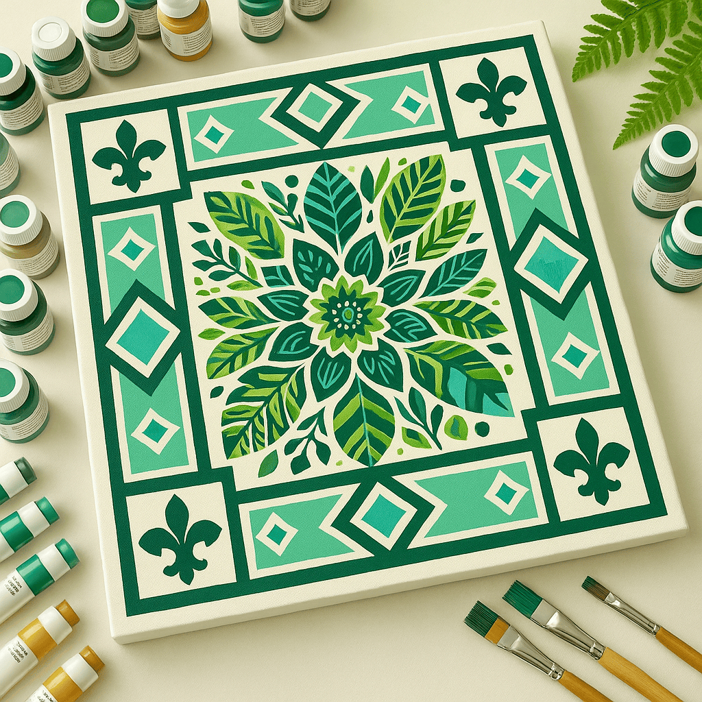 "Serenity Mandalas" Series - Botanical P251124#20 | Original Paint by Numbers (16"x16" / 40x40cm)