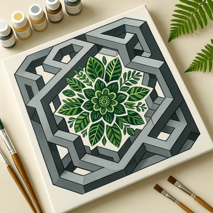 "Serenity Mandalas" Series - Botanical P251124#22 | Original Paint by Numbers (16"x16" / 40x40cm)