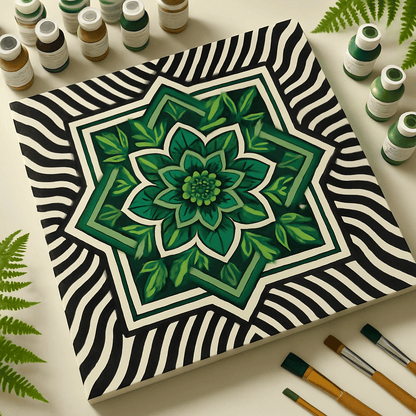 "Serenity Mandalas" Series - Botanical P251124#23 | Original Paint by Numbers (16"x16" / 40x40cm)