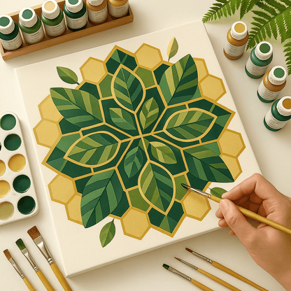 "Serenity Mandalas" Series - Botanical P251124#26 | Original Paint by Numbers (16"x16" / 40x40cm)