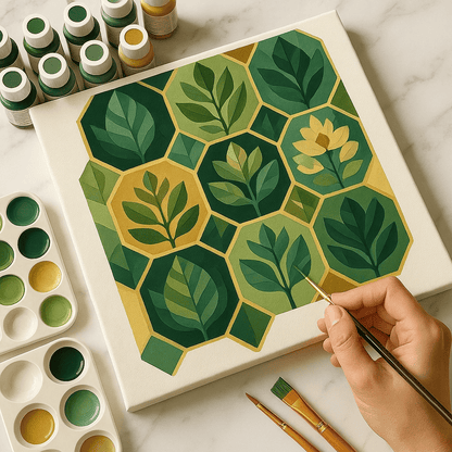 "Serenity Mandalas" Series - Botanical P251124#27 | Original Paint by Numbers (16"x16" / 40x40cm)