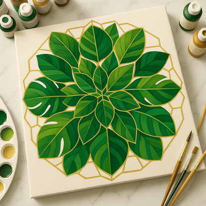 "Serenity Mandalas" Series - Botanical P251124#29 | Original Paint by Numbers (16"x16" / 40x40cm)