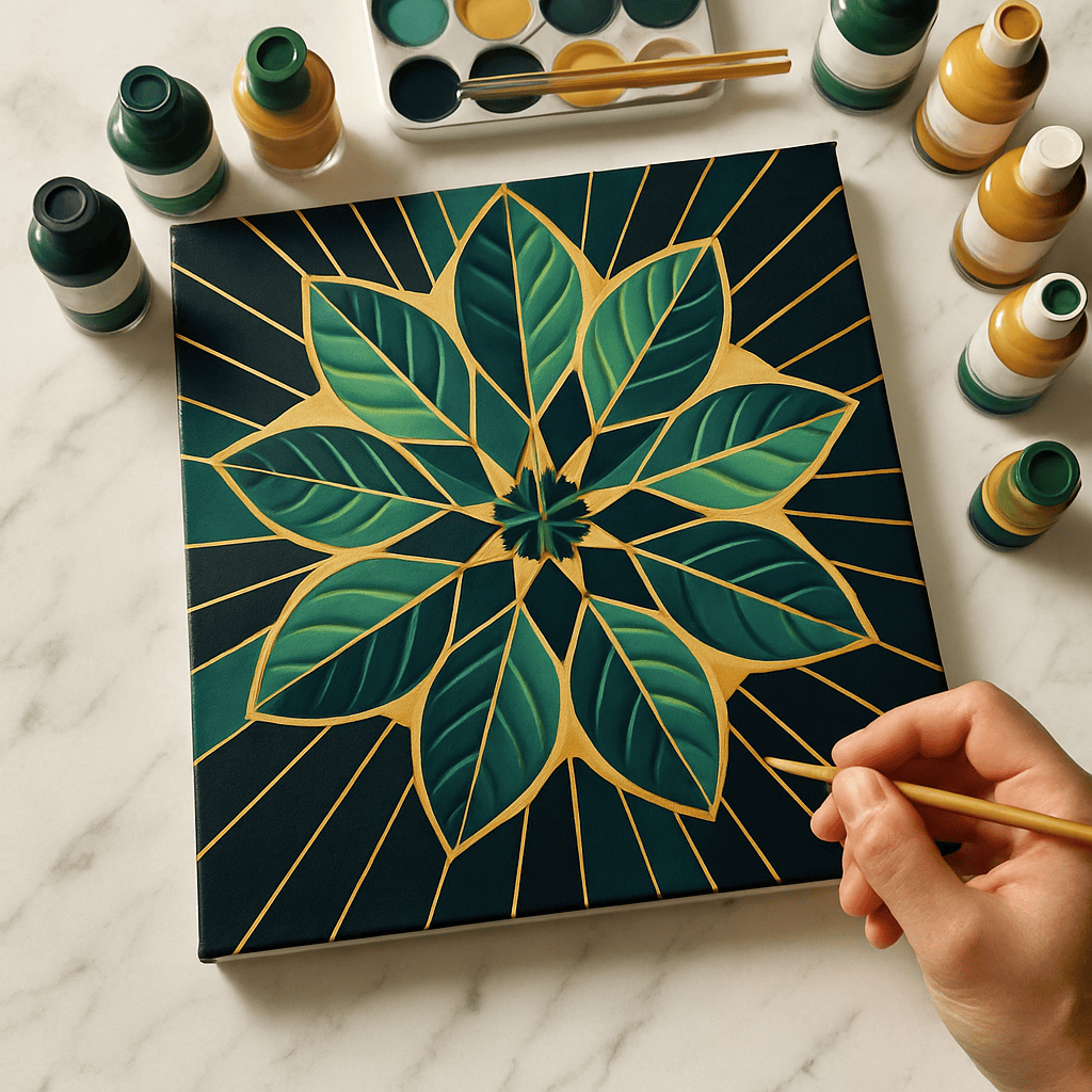 "Serenity Mandalas" Series - Botanical P251124#30 | Original Paint by Numbers (16"x16" / 40x40cm)