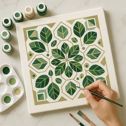 "Serenity Mandalas" Series - Botanical P251124#32 | Original Paint by Numbers (16"x16" / 40x40cm)