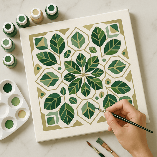 "Serenity Mandalas" Series - Botanical P251124#32 | Original Paint by Numbers (16"x16" / 40x40cm)