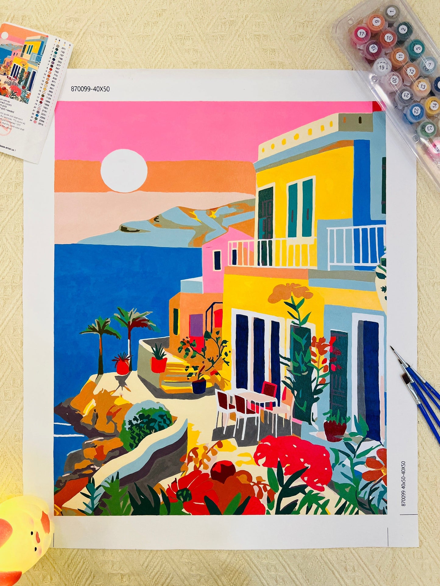 "Santorini, Greece" Series by ColourMost™ #11 | Original Paint by Numbers (16"x20" / 40x50cm) | Also ship to UK, CA, AU, and NZ