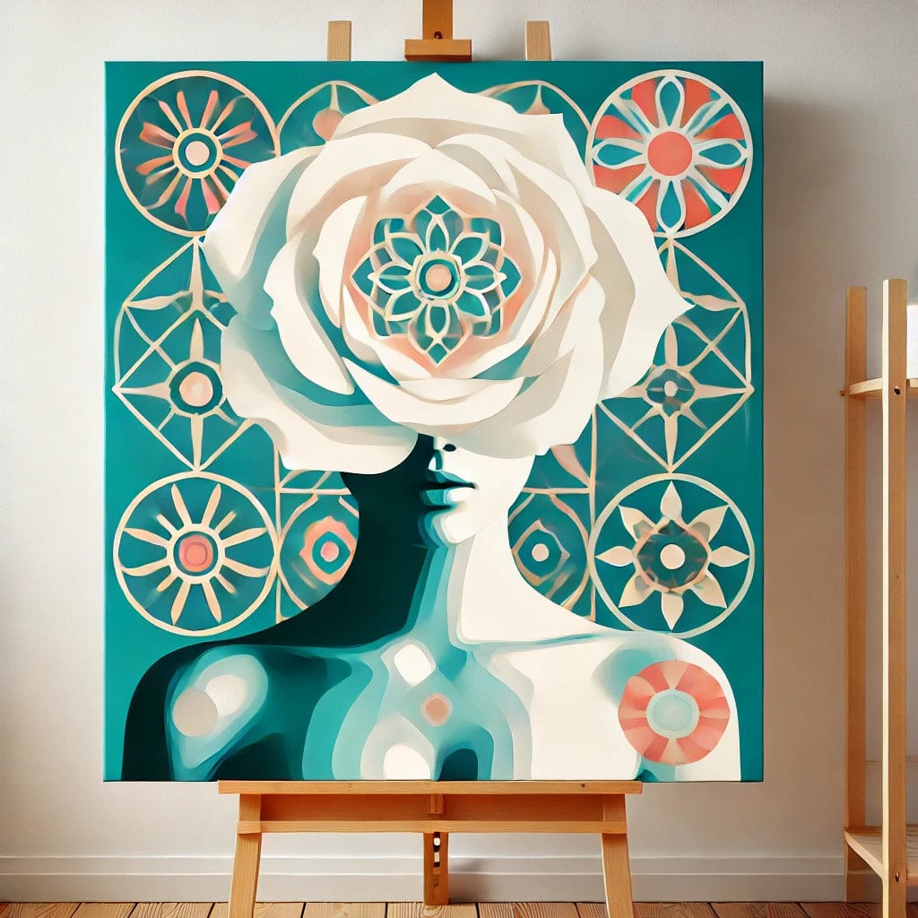 【New Arrival - 40% OFF】"Serenity Mandalas" Series - 'Bloom: White Rose Woman' P1203#18 | Original 🎨 Paint by Numbers | 💎 Diamond Painting (16"x20" / 40x50cm)