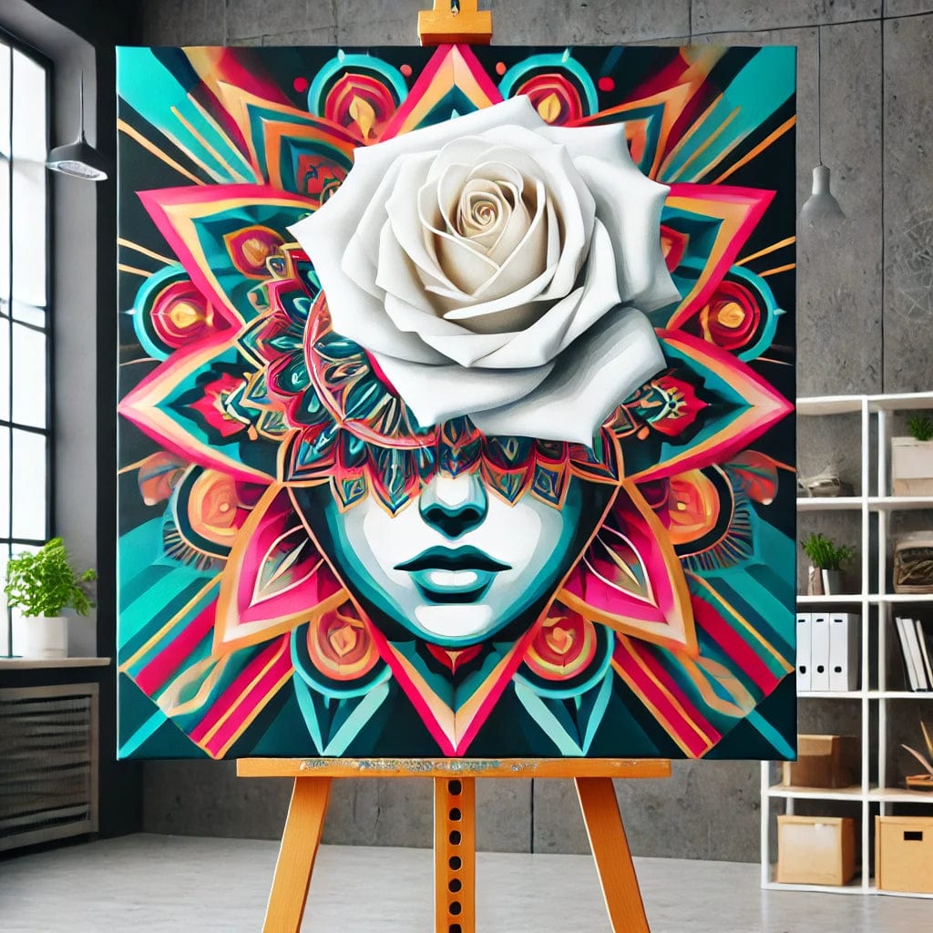 【New Arrival - 40% OFF】"Serenity Mandalas" Series - 'Bloom: White Rose Woman' P1203#25 | Original 🎨 Paint by Numbers | 💎 Diamond Painting (16"x16" / 40x40cm)