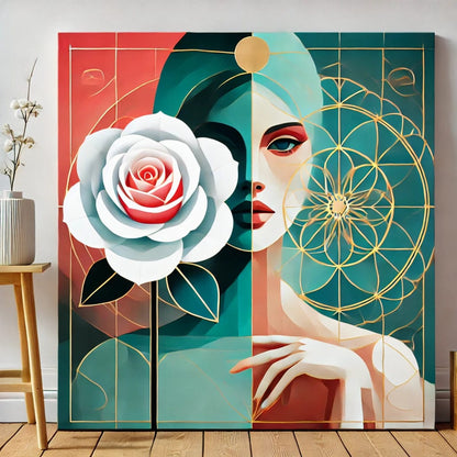 【New Arrival - 40% OFF】"Serenity Mandalas" Series - 'Bloom: White Rose Woman' P1203#31 | Original 🎨 Paint by Numbers | 💎 Diamond Painting (16"x16" / 40x40cm)