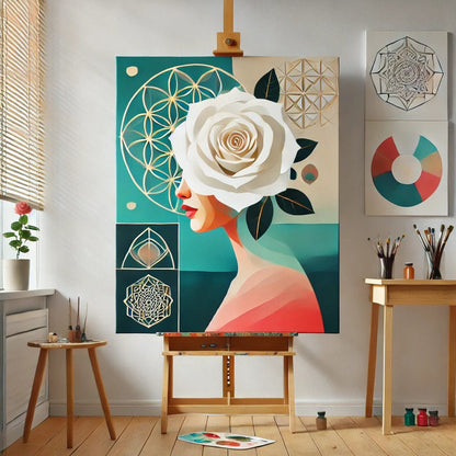 【New Arrival - 40% OFF】"Serenity Mandalas" Series - 'Bloom: White Rose Woman' P1203#32 | Original 🎨 Paint by Numbers | 💎 Diamond Painting (16"x20" / 40x50cm)