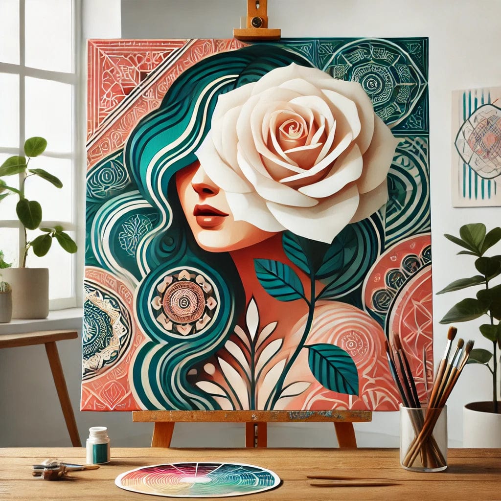 【New Arrival - 40% OFF】"Serenity Mandalas" Series - 'Bloom: White Rose Woman' P1203#41 | Original 🎨 Paint by Numbers | 💎 Diamond Painting (16"x16" / 40x40cm)