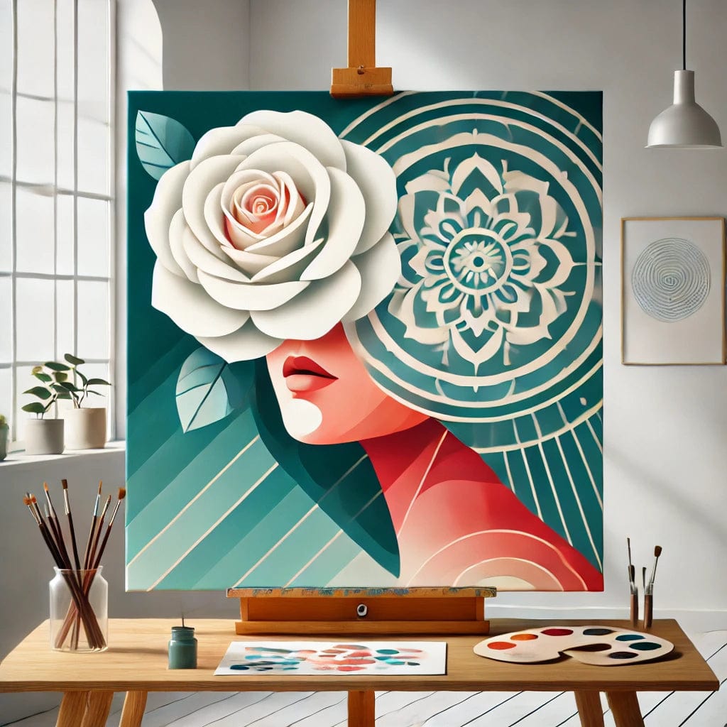 【New Arrival - 40% OFF】"Serenity Mandalas" Series - 'Bloom: White Rose Woman' P1203#42 | Original 🎨 Paint by Numbers | 💎 Diamond Painting (16"x16" / 40x40cm)