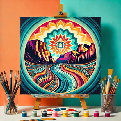 【New Arrival - 40% OFF】"Serenity Mandalas" Series - 'Mountain/Yosemite' P1216#05 | Original 🎨 Paint by Numbers | 💎 Diamond Painting (16"x16" / 40x40cm)