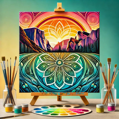 【New Arrival - 40% OFF】"Serenity Mandalas" Series - 'Mountain/Yosemite' P1216#07 | Original 🎨 Paint by Numbers | 💎 Diamond Painting (16"x16" / 40x40cm)