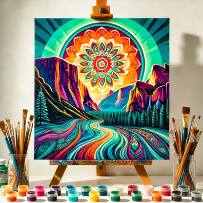 【New Arrival - 40% OFF】"Serenity Mandalas" Series - 'Mountain/Yosemite' P1216#13 | Original 🎨 Paint by Numbers | 💎 Diamond Painting (16"x16" / 40x40cm)